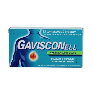Gavisconell Sans Sucre Menthe 32 Comprim&eacute;s &agrave; Croquer