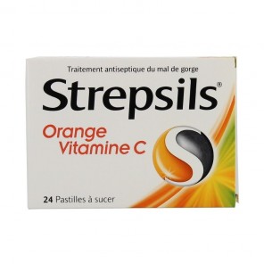 Strepsils Orange Vitamine C 24 Pastilles &agrave; Sucer