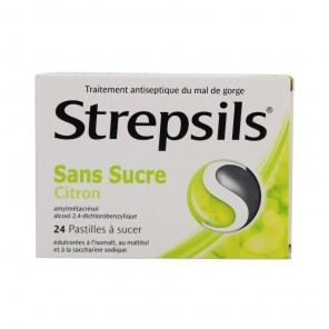 Strepsils Citron Sans Sucre 24 Pastilles &eacute;dulcor&eacute;es &agrave; l'isomalt au maltitol