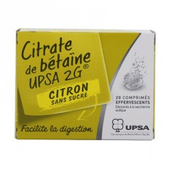 Citrate De Betaine Citron Upsa 2G Sans Sucre 20 Comprim&eacute;s Effervescants