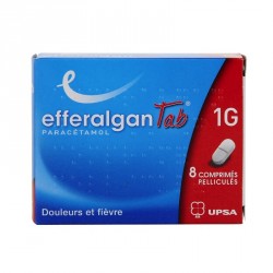 EfferalganTab parac&eacute;tamol 1g 8 comprim&eacute;s pellicul&eacute;s