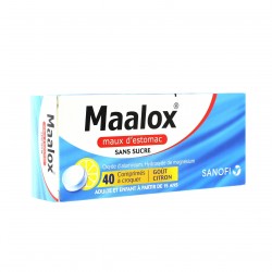 MAALOX MAUX D'ESTOMAC SANS SUCRE comprim&eacute; &agrave; croquer &eacute;dulcor&eacute; &agrave; la saccharine sodique, au sorbitol et au maltitol