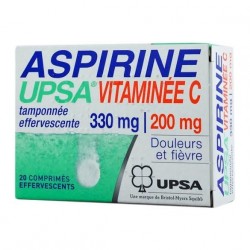 Aspirine Upsa vitamin&eacute;e C 330mg 20 comprim&eacute;s effervescents