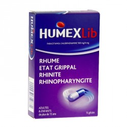 HumexLib parac&eacute;tamol chlorphenomine 500mg/4mg 16 g&eacute;lules