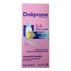 Doliprane 2,4% sans sucre sirop enfant 3 &agrave; 26kg 100ml