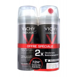 Vichy Homme D&eacute;odorant Anti-Transpirant Triple Diffusion Lot de 2x150ml