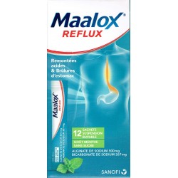 Maalox Reflux Menthe Sans Sucre 12 Sachets