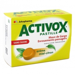 Activox Sans Sucre Arome Miel Citron 24 pastilles &eacute;dulcor&eacute;e au sorbitol
