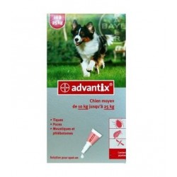 Bayer Advantix Chien 10 &agrave; 25 Kg 4 Pipettes