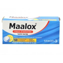 Maalox Maux D'estomac Sans Sucre 60 Comprim&eacute;s Go&ucirc;t Citron