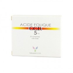 Acide folique CCD 5mg 20 comprim&eacute;s