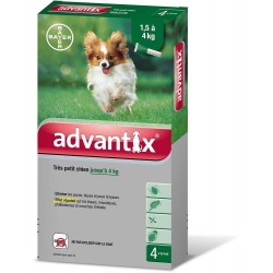 Bayer Advantix Tr&egrave;s Petit Chien Jusqu'&agrave; 4kg 4 Pipettes