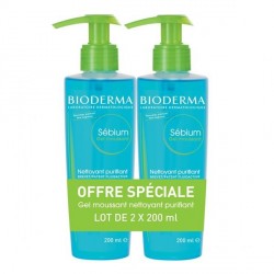 Bioderma s&eacute;bium gel moussant purifiant 2 x 200ml