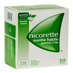 Nicorette Menthe Fraiche 2mg Sans Sucre 210 gommes &agrave; m&acirc;cher