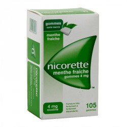 Nicorette Menthe Fraiche 4Mg Sans Sucre 105 Gommes &agrave; M&acirc;cher