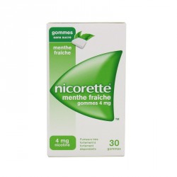 Nicorette Menthe Fraiche 4Mg Sans Sucre 30 Gommes &agrave; M&acirc;cher