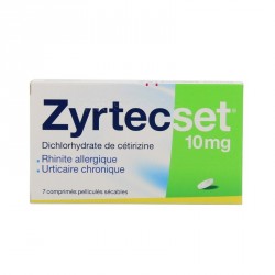 Zyrtecset 10mg 7 comprim&eacute;s pellicul&eacute;s s&eacute;cables